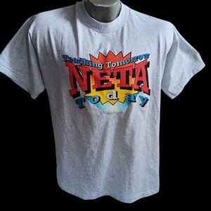 Vintage Mens T-shirt Single Stitch Large 1990's NETA Nebraska Education Gray USA